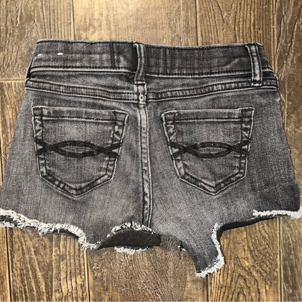 abercrombie kids black distressed denim shorts with frayed hem - Picture 2 of 2